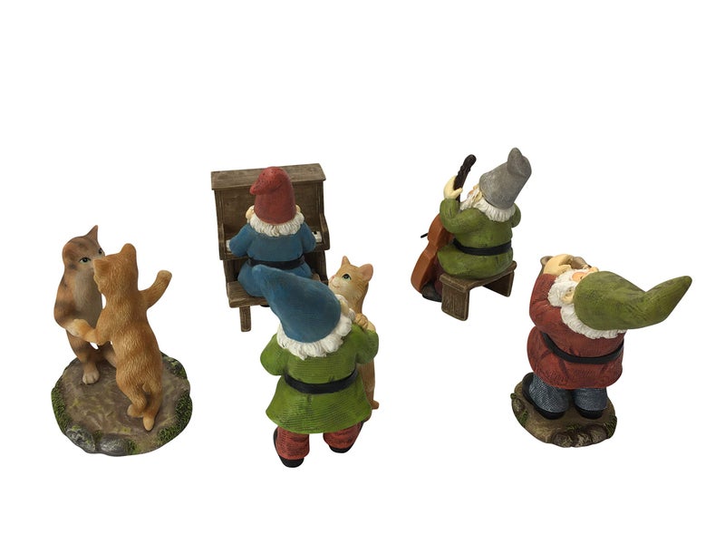 GlitZGlam Happy Miniature Gnomes and Cats Dancing Celebration! - 6-Piece Musical Garden Gnome Set for The Miniature Fairy Garden - Image 5